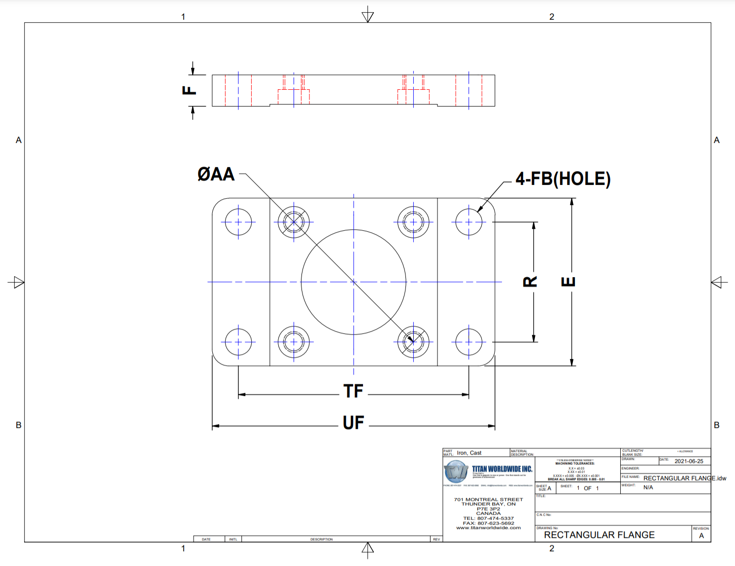 Cylinder Mounting Accessory - Rectangular Flange - DF 60 - Titan ...